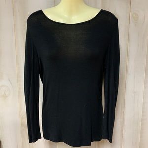 WHBM Black Criss-Cross Backless Top M Long Sleeve